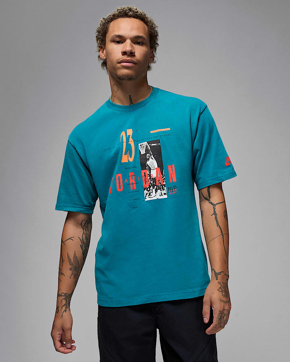 Orange and blue jordan shirt on sale